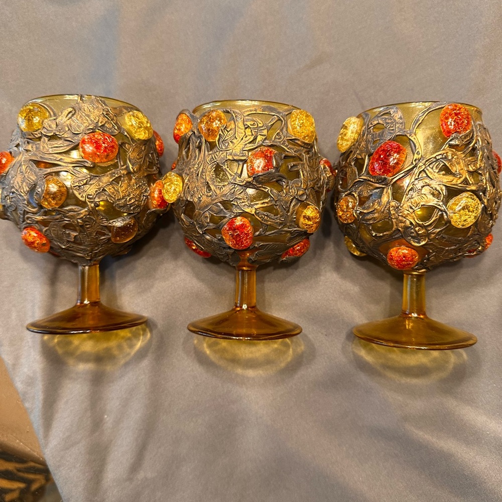 Decorative Goblets with Colorful Accents